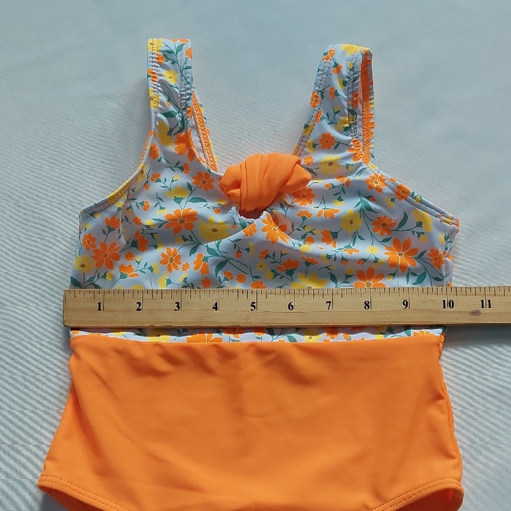 Floral Orange‎ Kids Swimsuit Size 4T - Picture 5 of 6